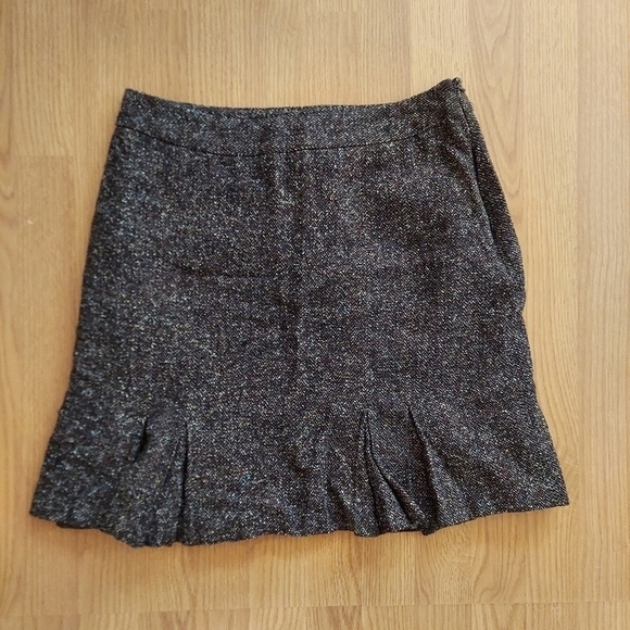 Apt 9 Womens Skirt 8P Brown Ruffle Lined Tweed Business Casual Short Knit Pleat - Picture 1 of 7